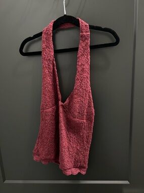 White Fox Lace Halter Crop Top